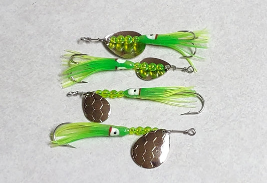 Greeny 3.5 & #4 salmon spinner